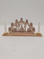 Houten kerstkandelaar met kaarsjes, Gebruikt, Onbekend, Ophalen of Verzenden, Onbekend