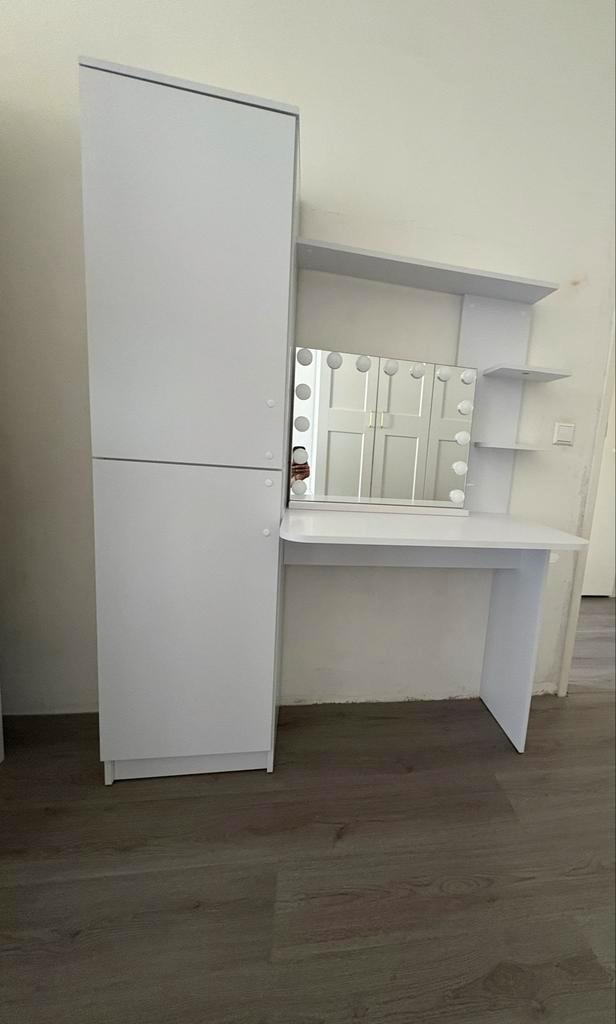 Kaptafel met spiegel en kast, Huis en Inrichting, Tafels | Kaptafels, Zo goed als nieuw, 150 tot 200 cm, 100 tot 150 cm, Hout