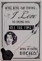 Wine so devine wijn reclamebord van metaal wandbord deco, Info@deconoord.nl, Deco Noord, Nieuw, Ophalen of Verzenden