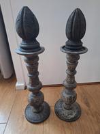 Houten kandelaars met houten klossen. Zgan, Ophalen, Zo goed als nieuw, Hout