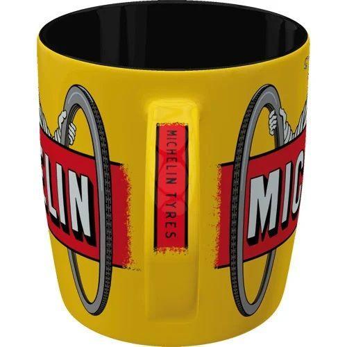 Michelin banden Bibendum geel mok reclame koffiebeker, Info@deconoord.nl, Gebruiksvoorwerp, Deco Noord, Nieuw