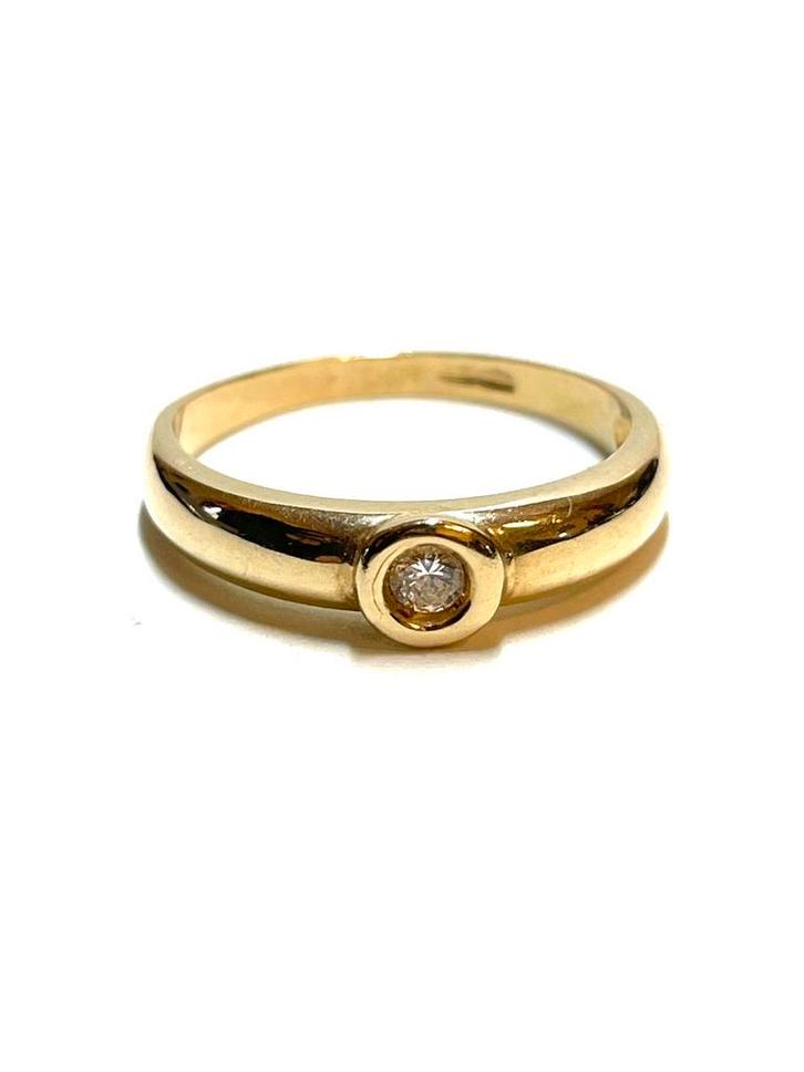14k gouden ring met een zirkonia, Sieraden, Tassen en Uiterlijk, Ringen, Zo goed als nieuw, Dame, 17 tot 18, Goud, Goud, Met edelsteen