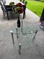 Vintage bijzettafeltje, Huis en Inrichting, Tafels | Bijzettafels, Gebruikt, 55 tot 75 cm, Glas, Ophalen