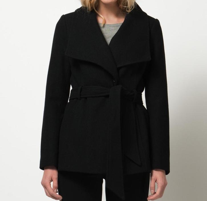 Mexx wollen jas korte mantel getailleerd ceintuur zwart 36, Kleding | Dames, Jassen | Winter, Nieuw, Maat 36 (S), Zwart, Ophalen of Verzenden
