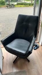 2 Dutchboom draaistoel/ fauteuils zwart leer, Huis en Inrichting, Fauteuils, Ophalen, Gebruikt, Minder dan 75 cm, Leer
