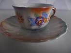 2 parelmoer kop + schotel opaline Czechoslowakia 1930-40 p s, Antiek en Kunst, Antiek | Servies los, Ophalen of Verzenden