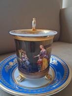 Antieke Biedermeier Vieux Paris kop en schotel handbeschild, Ophalen of Verzenden