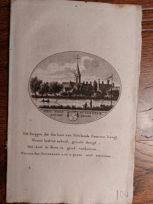 24 / Ouderkerk aan den IJssel Gravure 18e eeuw van Ollefen, Antiek en Kunst, Kunst | Etsen en Gravures, Ophalen of Verzenden
