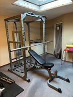 ️‍️ Complete Homegym Power Rack, Bank, 180kg Gewichtenset, Ophalen, Zo goed als nieuw, Benen, Krachtstation