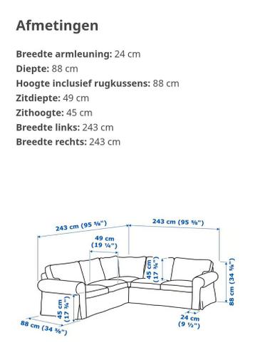 Hoekbank Ektorp Ikea. Grijs. - afbeelding 6
