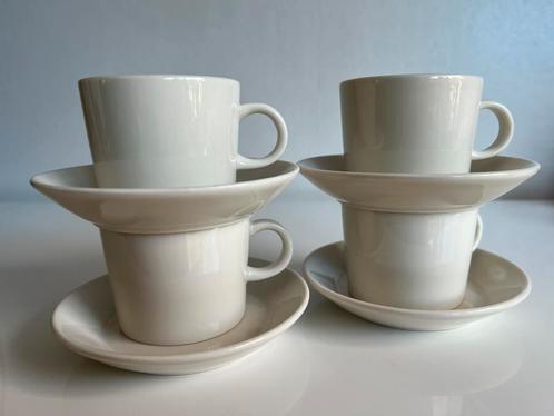 Set 4 Arabia Iittala Teema Kaj Franck Kop en Schotels Wit, Huis en Inrichting, Keuken | Servies, Zo goed als nieuw, Kop(pen) en/of Schotel(s)