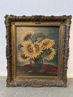 Zonnebloemen in vaas olieverfschilderij, Antiek en Kunst, Ophalen
