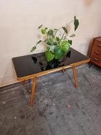Vintage salontafel met zwart glas jaren 50 Jitona, Ophalen, Glas, Zo goed als nieuw, 25 tot 50 cm