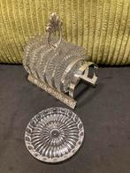 Vintage rekje met 6 kristallen onderzetters (171024c), Antiek en Kunst, Antiek | Glas en Kristal, Ophalen of Verzenden