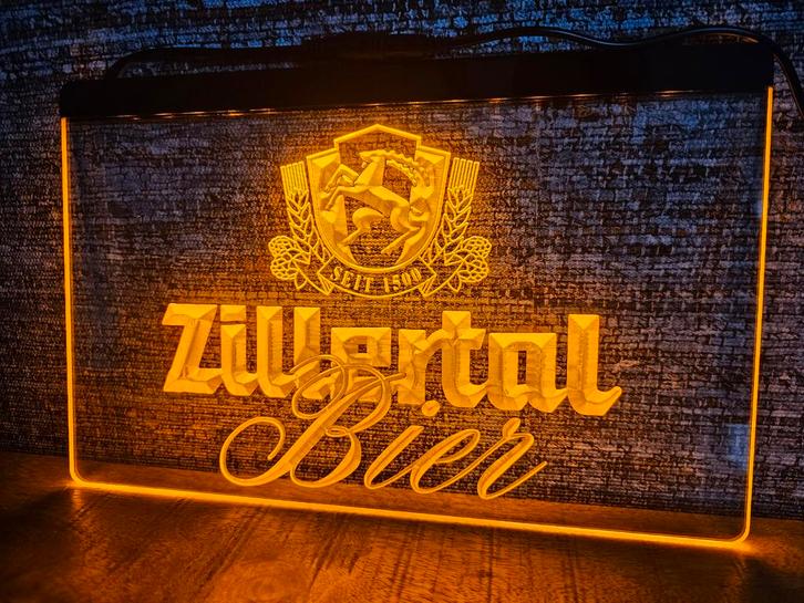 ZILLERTAL 3D ledverlichting lamp lichtbak, Verzamelen, Biermerken, Nieuw, Reclamebord, Plaat of Schild, Overige merken, Ophalen of Verzenden