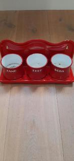 Zand zeep en soda rood emaille met gouden bies, Antiek en Kunst, Ophalen of Verzenden