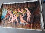 Grote Handgechilderd schilderij putti with fruit, Antiek en Kunst, Ophalen