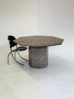Vintage achthoekige eettafel in graniet / natuursteen, Huis en Inrichting, Tafels | Eettafels, Ophalen, Overige materialen, -