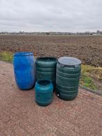 Regentonnen - Diverse maten en materialen €12,50 totaal, Kunststof, Gebruikt, Met kraantje, 75 tot 150 liter