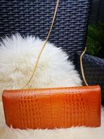 vintage crocodile leer schoudertas Handtas ketting art deco, Ophalen of Verzenden, Zo goed als nieuw, Bruin, Leer