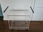 Vintage trolley, plexiglas, rvs en (ebben?)hout, Huis en Inrichting, Tafels | Bijzettafels, Ophalen, Overige materialen, Gebruikt