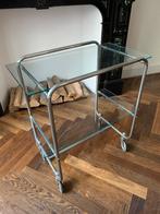 Troley, vintage, serveerwagen, Art Deco, Gispen?, Huis en Inrichting, Tafels | Bijzettafels, Ophalen, Gebruikt, 55 tot 75 cm, Glas