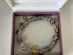 Pandora armband met bedels zilver/ goud met diamanten, Ophalen of Verzenden, Zo goed als nieuw, Met edelsteen, Goud