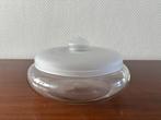 Vintage koekschaal met satiné deksel - Leerdam, J. Boon., Antiek en Kunst, Antiek | Glas en Kristal, Ophalen of Verzenden