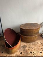 Set brocante antieke dozen hout gluweel, Ophalen of Verzenden, Zo goed als nieuw, Rechthoekig, Hout