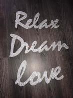 Diamanten houten tekst: Relax, Dream, Love, Ophalen of Verzenden, Nieuw