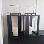 2 zwarte grote nieuwe windlichten van Countryfield led kaars, Overige materialen, 25 tot 50 cm, Zwart, Nieuw