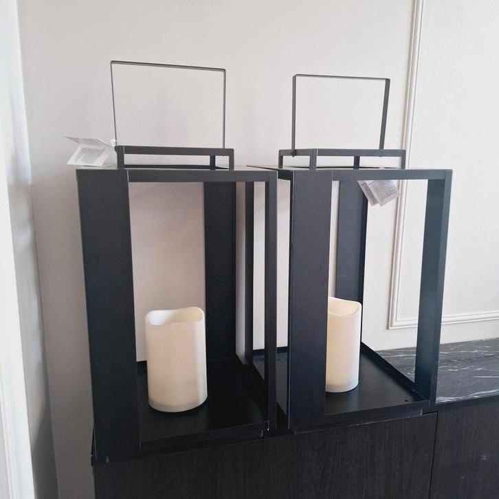 2 zwarte grote nieuwe windlichten van Countryfield led kaars, Huis en Inrichting, Woonaccessoires | Kandelaars en Kaarsen, Nieuw