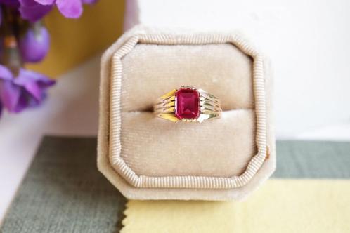 14 Karaat Gouden Ring met Roze Saffier, Sieraden, Tassen en Uiterlijk, Ringen, Zo goed als nieuw, Dame, 17 tot 18, Goud, Goud