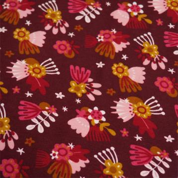 Promo! 3327) 1,5m meter jogging stof bloemen bordeaux beschikbaar voor biedingen