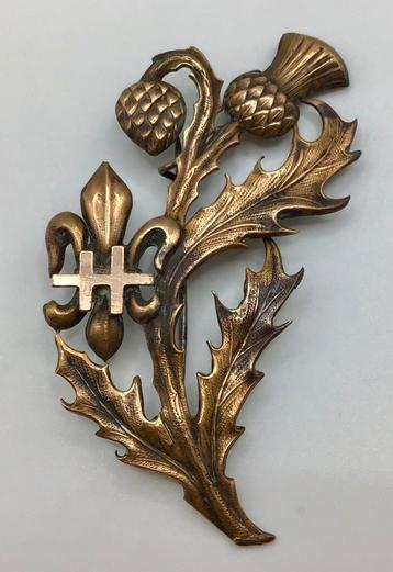 Antieke Franse broche distel Lotharingen kruis koper goud v. beschikbaar voor biedingen