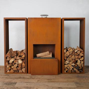 Terrashaard Pinacate XL Corten met Houtopslag en BBQ-Grill beschikbaar voor biedingen