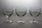 3 oude Franse glaasjes, puntgaaf, Ophalen of Verzenden