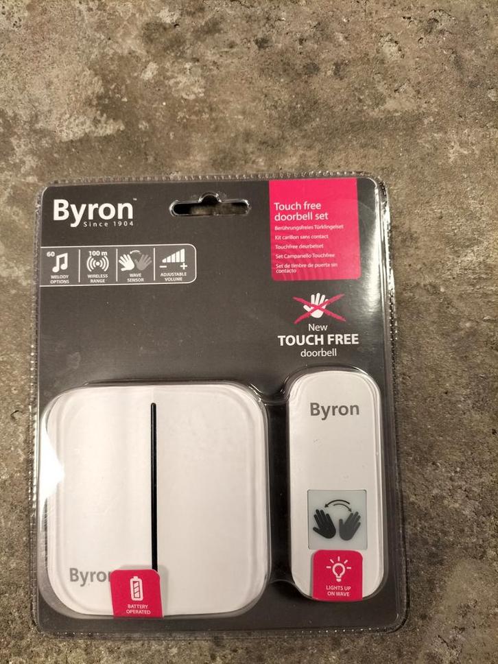 Byron Touch Free Deurbel - Nieuw in Verpakking, Huis en Inrichting, Deurbellen, Nieuw, Draadloos, Ophalen