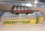!!! Minitrix 3513c goederenwagon met olievaten bruin grijs, Gelijkstroom, Trix, Wagon, Ophalen of Verzenden