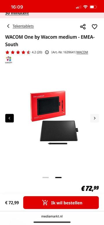 Nieuw in verpakking - one by wacom tekentablet beschikbaar voor biedingen