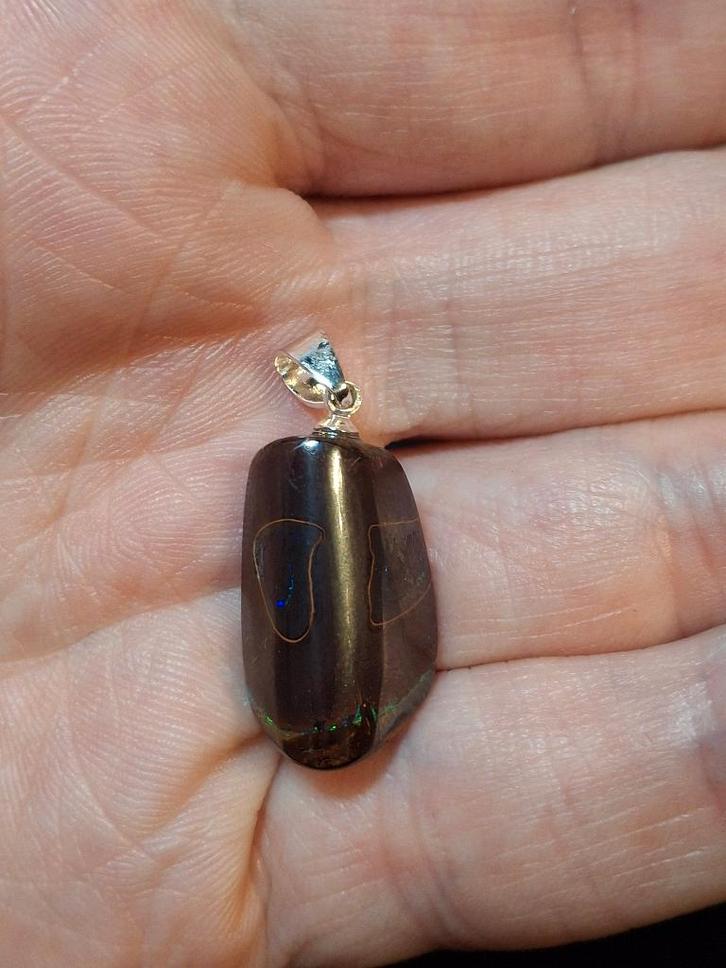Australian Yowah boulder opal pendant with silver bail, Sieraden, Tassen en Uiterlijk, Kettinghangers, Nieuw, Zilver, Bruin, Met edelsteen