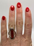 Q946 Prachtige zilveren ring barnsteen (verstelbaar), Sieraden, Tassen en Uiterlijk, Antieke sieraden, Ophalen of Verzenden, Zilver