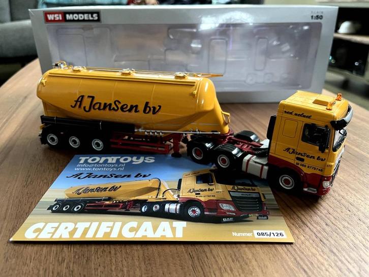 WSI-Models - A Jansen BV - Daf XF (01-3525), Hobby en Vrije tijd, Modelauto's | 1:50, Zo goed als nieuw, Bus of Vrachtwagen, Wsi