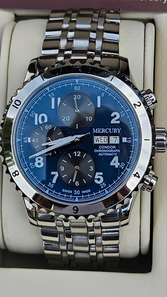 Mercury zwitserse automaat chronograaf nieuwstaat, Sieraden, Tassen en Uiterlijk, Horloges | Heren, Zo goed als nieuw, Polshorloge