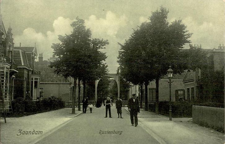 Zaandam Rustenburg luxe glanskaart uitg Zaanl. 1908, Verzamelen, Ansichtkaarten | Nederland, Ongelopen, Noord-Holland, Voor 1920