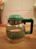 kleine glazen theepot met vintage motief en handgreep, Overige typen, Nieuw, Ophalen of Verzenden, Glas