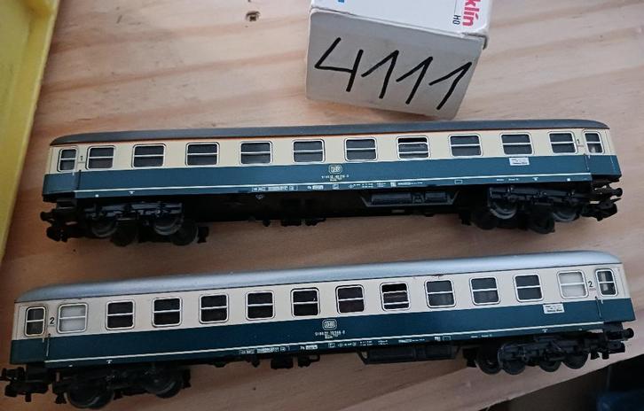 Marklin tin-plate rijtuigen creme / blauw 4111 en 4112 etc, Hobby en Vrije tijd, Modeltreinen | H0, Zo goed als nieuw, Wagon, Wisselstroom