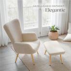 Oorfauteuil met Hocker-Scandinavische Teddy Bouclé Fauteuil, Ophalen, 50 tot 75 cm