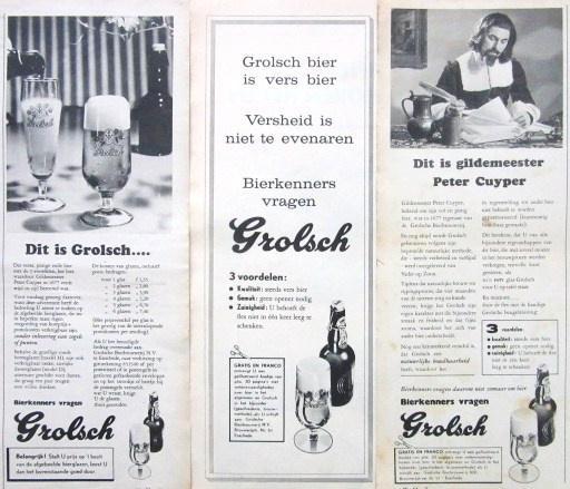 17 vintage advertenties reclames Grolsch bier 1956-58, Verzamelen, Biermerken, Gebruikt, Reclamebord, Plaat of Schild, Grolsch