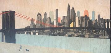 StoryTiles Awakening New York Zeefdruk op Hout beschikbaar voor biedingen